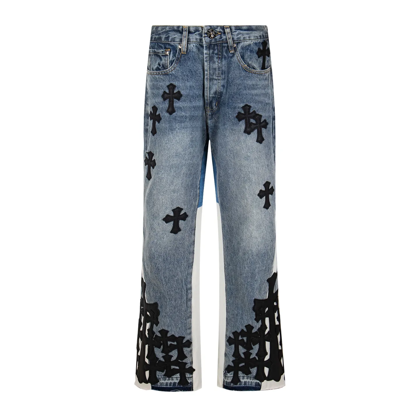 P270 Chrome Hearts Gallery 2025 new limited edition black large cross flared jeans are a hot item this season and are sought after by countless celebrities and fashionistas. The neat details of the cutting process add color to the playful fashion! The neat and meticulous design, and the well-fitting structure is unique. The upper body not only has outstanding recognition, but also looks younger and younger. A style with the ultimate wearing meaning and performance, gorgeous color matching, and the craftsmanship of this style is also extremely extraordinary. After the finished product is washed, it is disassembled and hand-made with sheepskin cross leather and then spliced ​​together to complete. The whole piece has too many craftsmanship to describe. It is decorated with patchwork cross flowers and high-waisted washed jeans! ! Absolutely high-end luxury product, a god-level single product, a super popular product, made by top heavy industry, a magic weapon that cannot be missed to hit the streets. Style number: 1845 Size: 28 30 32 34 36 Color: blue